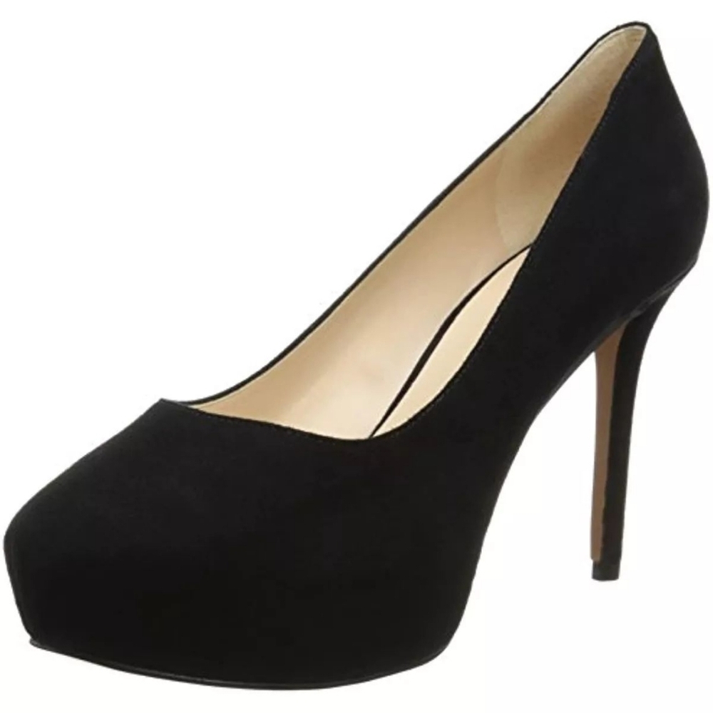 Nine West Juliette Black Suede Platform Heels